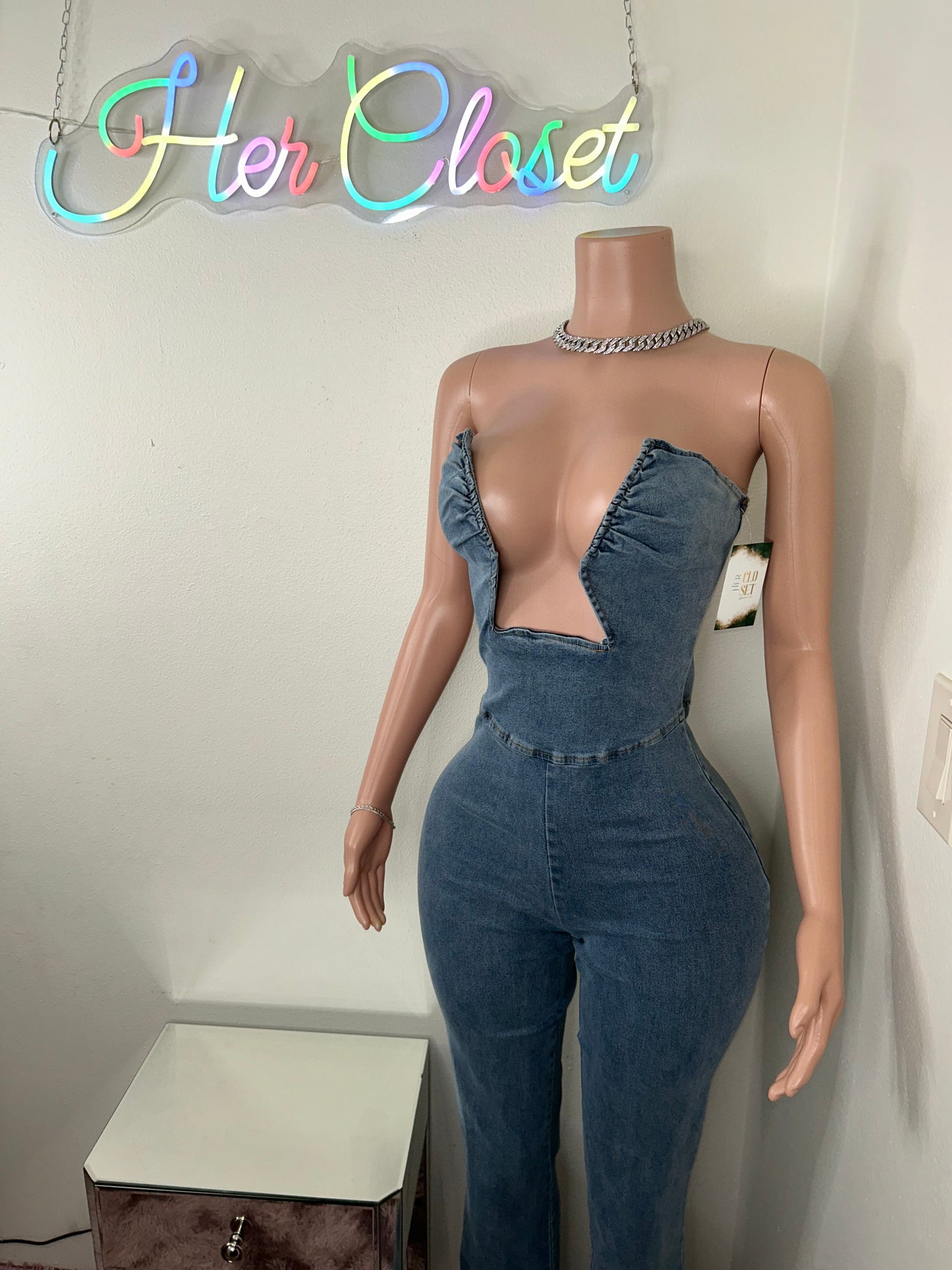 Night Out Denim Jumpsuit