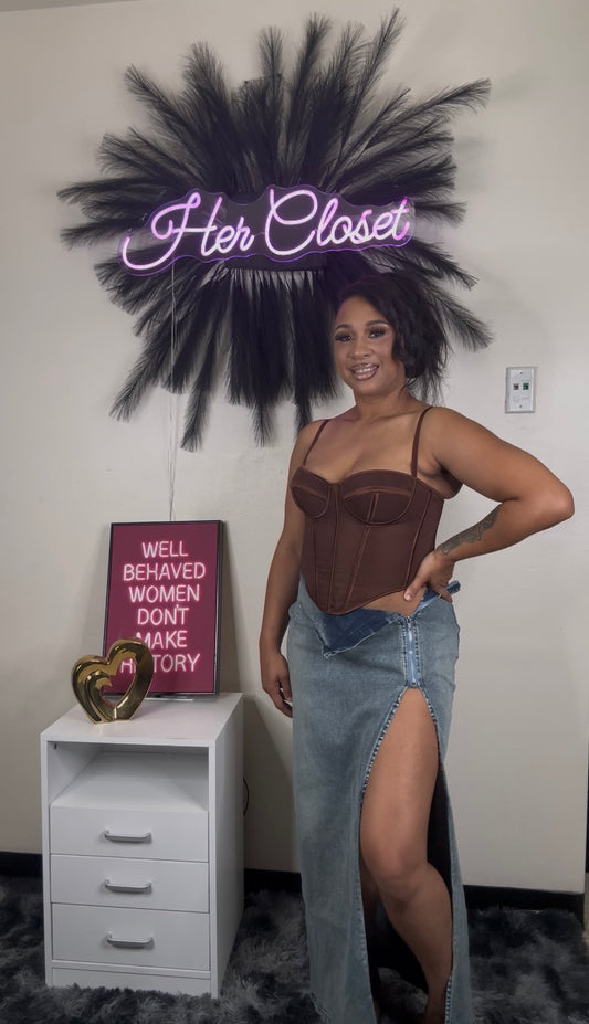 Take A Peak Denim Skirt