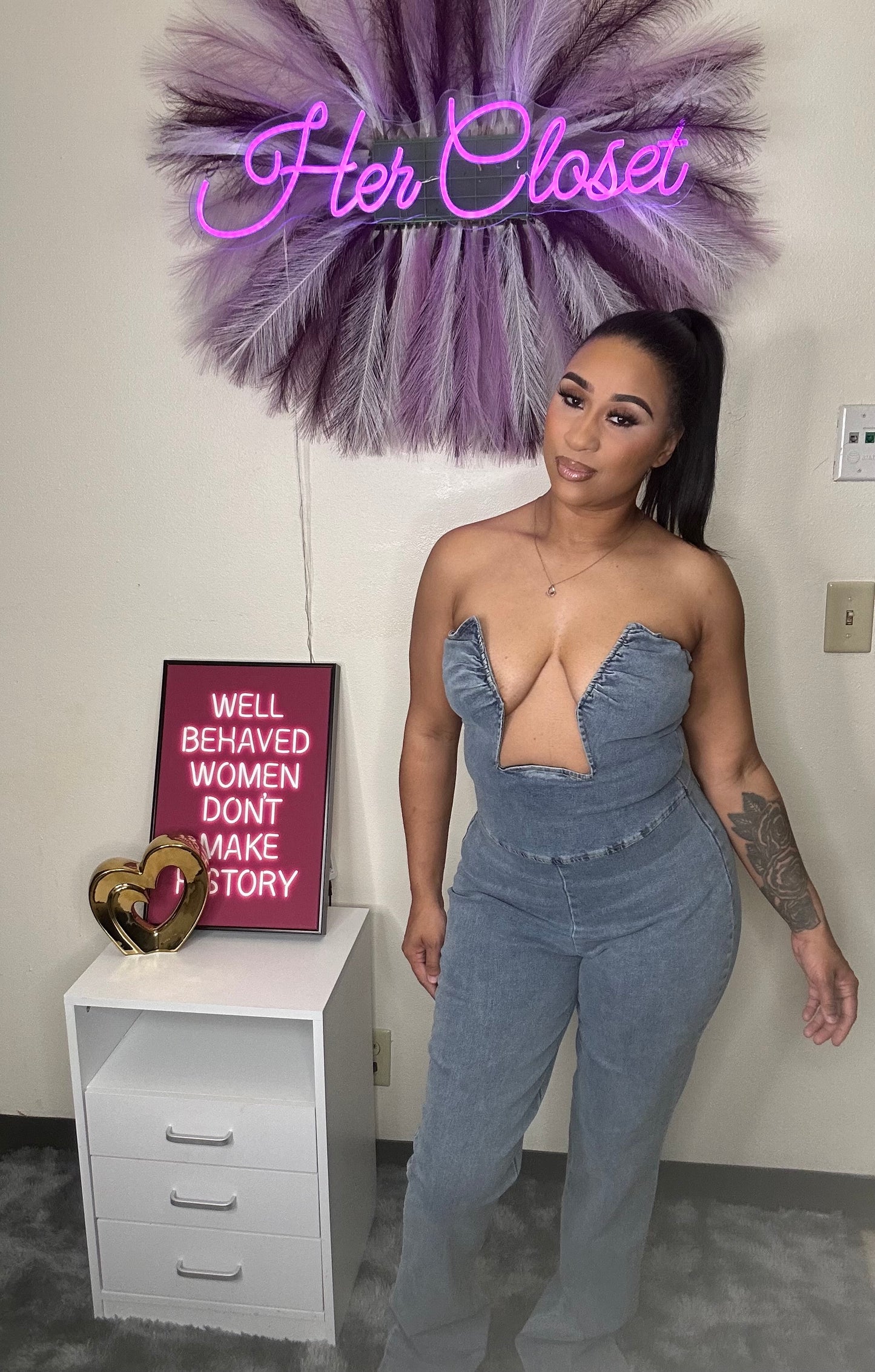 Night Out Denim Jumpsuit