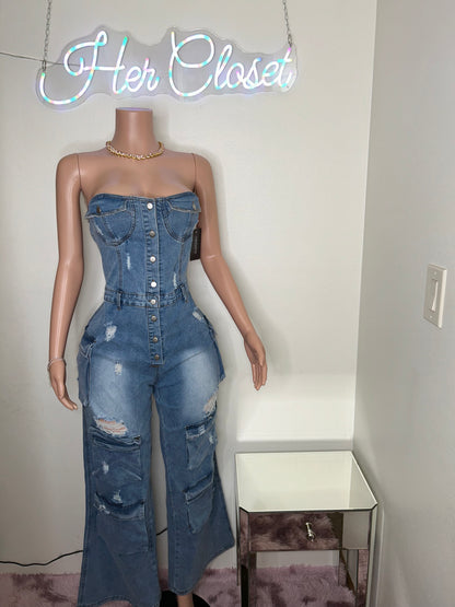 Switch Sides Denim Jumpsuit