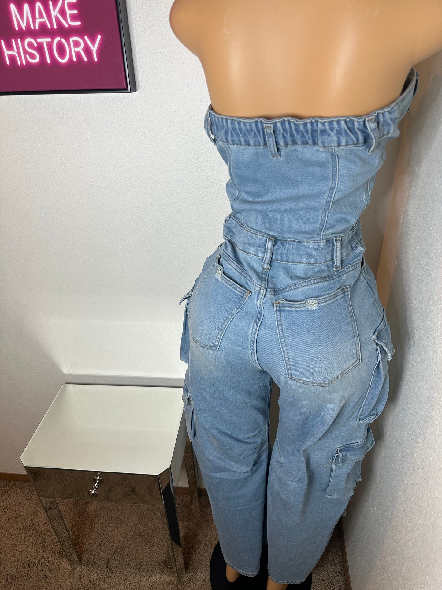 Denim Cutie Cargo Jumpsuit